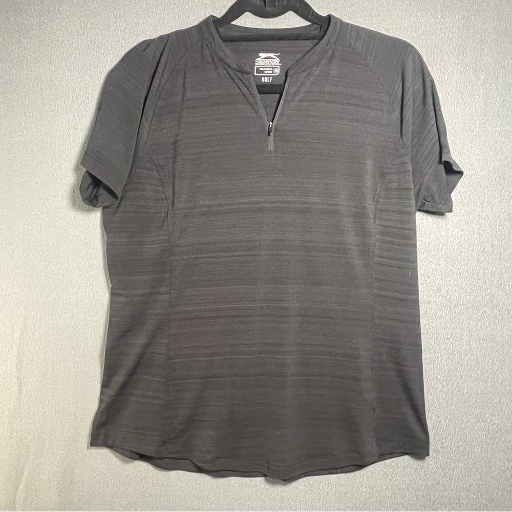 Slazenger Golf Performance Shirt Mens M Gray Quarter Zip Athletic Activewear